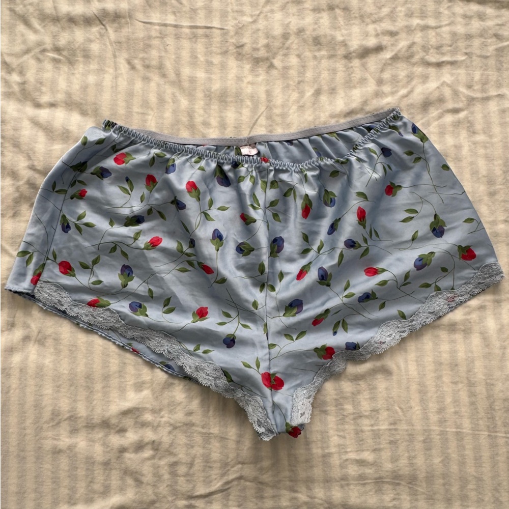 Victoria secret baby blue silk floral rose shorts